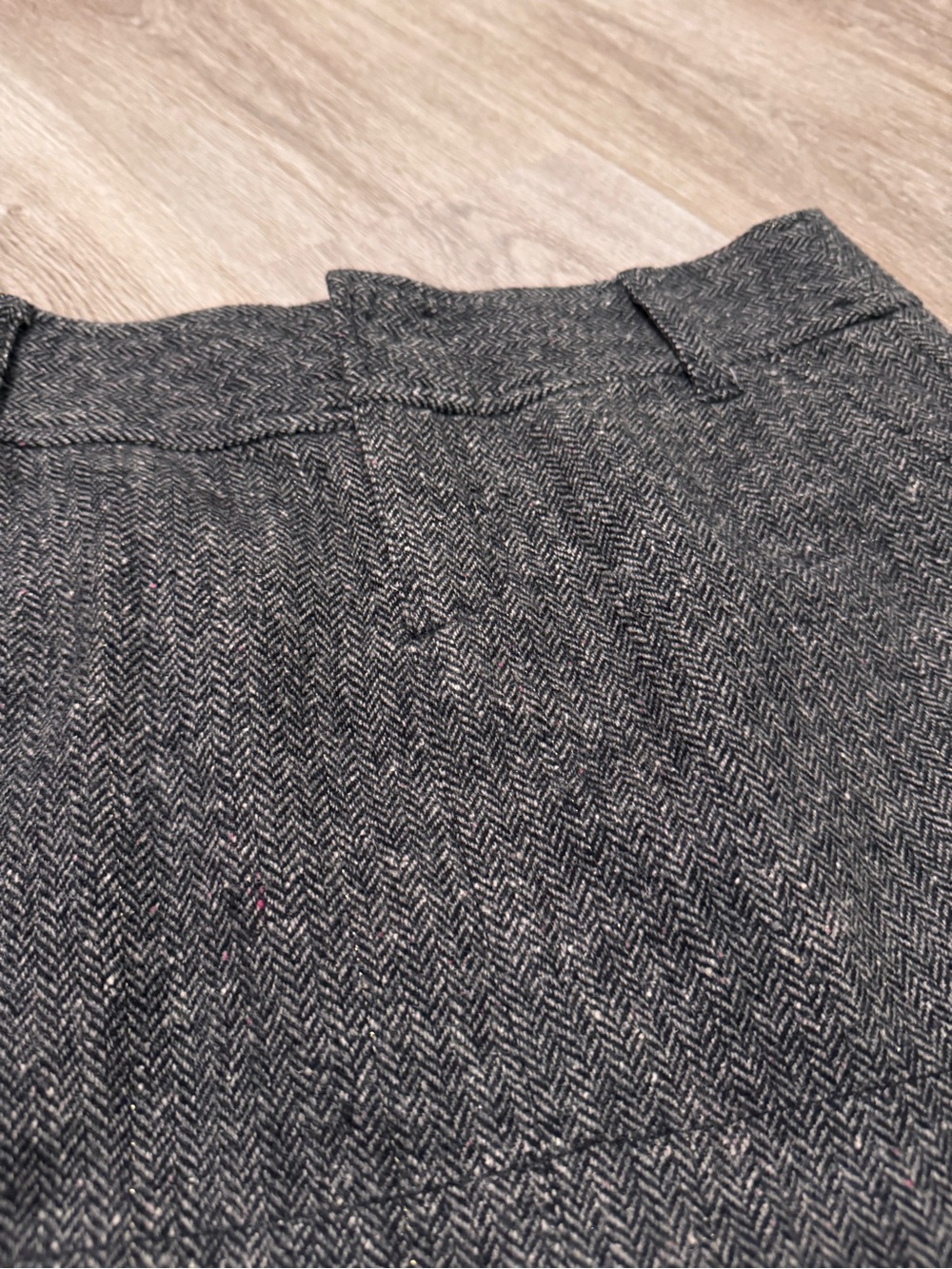 American Eagle Outfitters Tweed Twill Herringbone Brown Mini Skirt Wool Y2K - Picture 2 of 4
